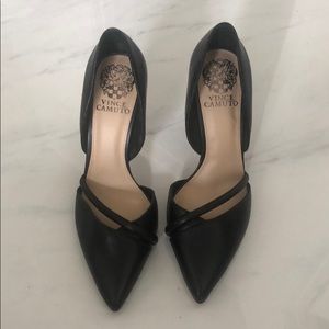 Vince Camuto black leather heels